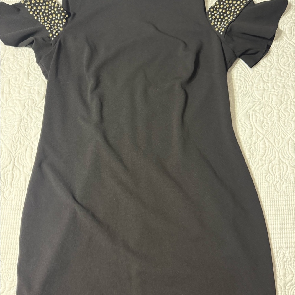 Calvin Klein Black Studded Cold Shoulder Dress - Picture 6 of 13